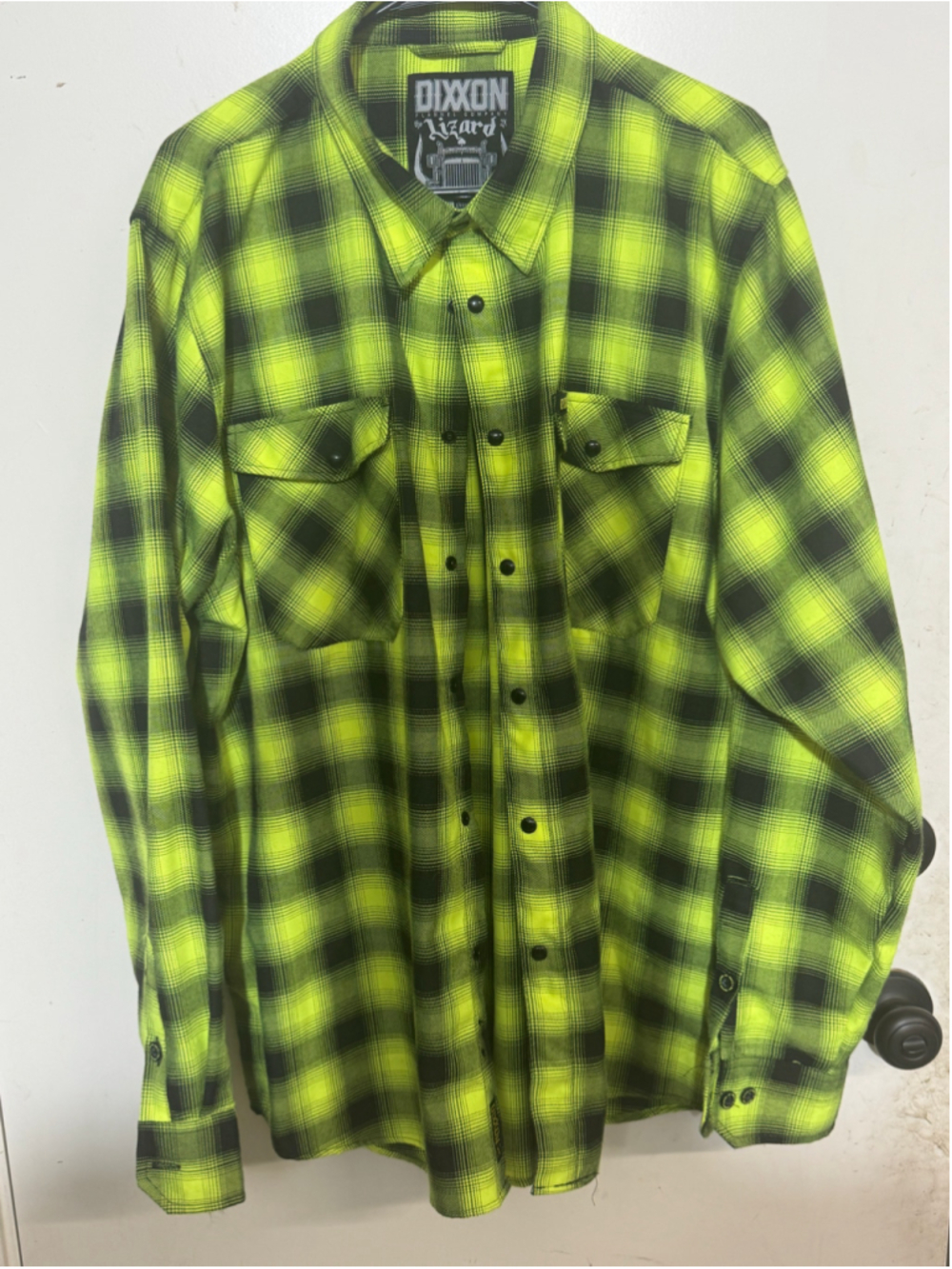The Lizard Men's Dixxon Flannel Shirt XXL High Vis Yellow & Black Plaid